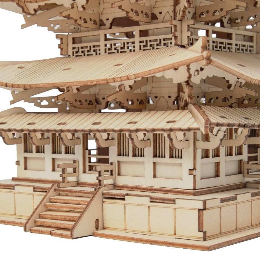 五重塔　鉄 Amazon.co.jp: つくるんです® 日本語説明書付 3D ウッドパズル